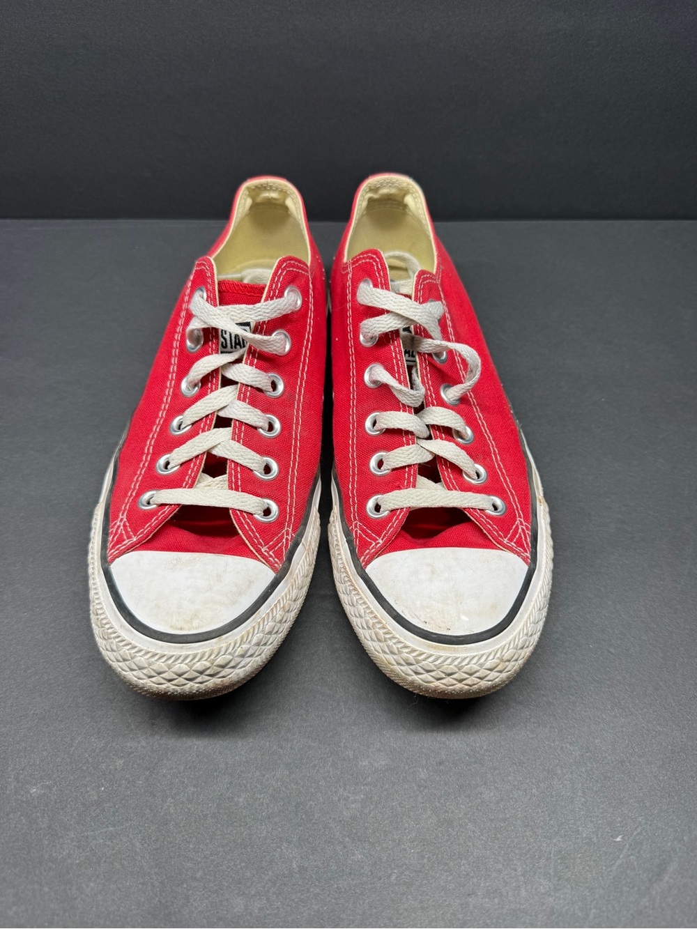 Converse Red and White Low-Top Canvas Sneakers